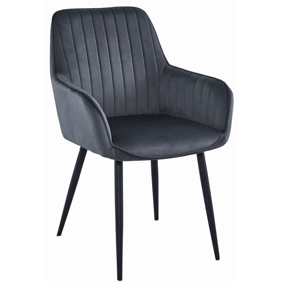 Scaun bucatarie/living, Artool, Solden, catifea, metal, gri inchis si negru, 55x45.5x83.5 cm (3904_1)