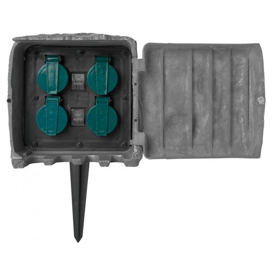 Elektromos hosszabbító kábel a kertbe, kő modell, vízálló, fényérzékelővel, 4 aljzattal, 3 m, Strend Pro