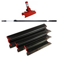 3 db Glett lehúzó, rozsdamentes acél, 40, 60, 80 cm, adapter, teleszkópos nyél 1,2-2,2 m, Ergoplast