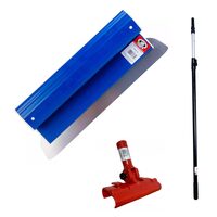 Glett lehúzó, rozsdamentes acél, 40 cm x 0,4 mm, adapter, teleszkópos nyél 1.2-2.2 m, Ergolite