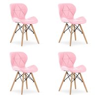 4db skandináv stílusú székkészlet, Artool, Lago, ökológiai bőr, fa, rózsaszín, 47x52x73 cm