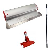 Glett lehúzó, alumínium, rozsdamentes acél penge, 80 cm x 0,3 mm, adapter, teleszkópos nyél 1,2-2,2 m, Ergoplane