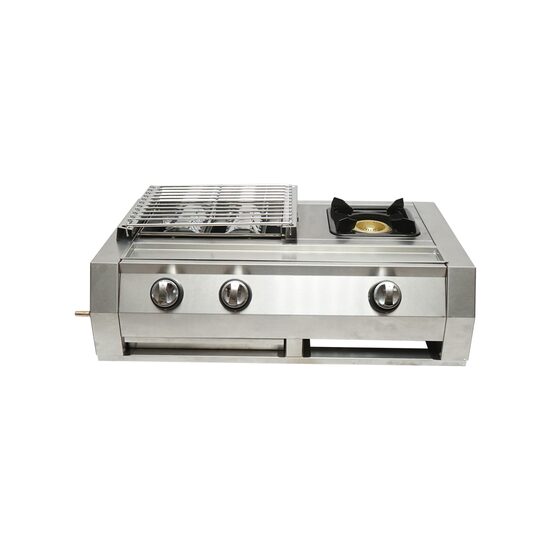 Kemping tűzhely, hordozható, Breckner Németország, 2 az 1-ben, egy égővel és grillsütővel