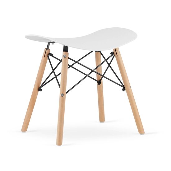 Skandináv stílusú szék, Artool, Korfu, háttámla nélkül, PP, fa, fehér, 47,5x36x46,5 cm