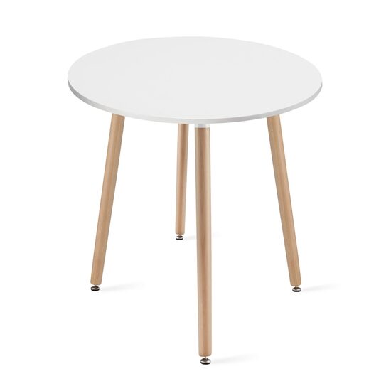 Skandináv stílusú asztal, Artool, Kami, kerek, MDF és fa, fehér, 60x74 cm