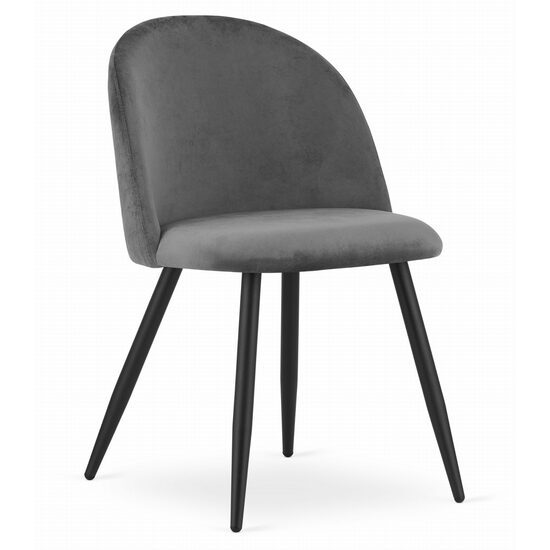 Konyha/nappali szék, Artool, Bello, bársony, fém, szürke, 46x42,5x76,5 cm