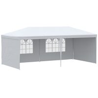 Kerti/kereskedelmi pavilon, fémvázas, 4 fal, összecsukható, fehér, 5,85x2,95x2,55 m