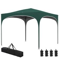 Kerti/terasz pavilon, karókkal, horgonykötelekkel, táskával, állítható, zöld, 2,95x2,95x1,75 m