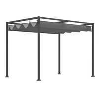 Kerti/terasz pergola, kihúzható, fémvázas, szürke, 2,98x2,13x2,22 m