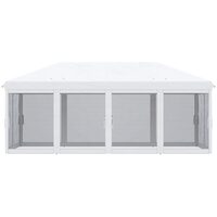 Pavilon/pavilon kertre/teraszra, fém kerettel, rovarhálóval, fekete-fehér, 5,85x2,95x2,70 m