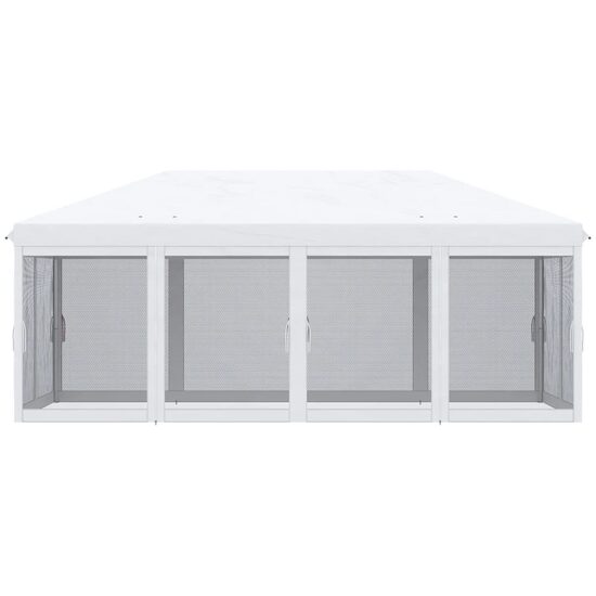 Pavilon/pavilon kertre/teraszra, fém kerettel, rovarhálóval, fekete-fehér, 5,85x2,95x2,70 m