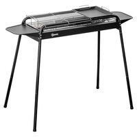 Kerti/kemping faszén grill, hordozható, téglalap alakú grill, polcos, rozsdamentes szerkezet, 113x56x82 cm
