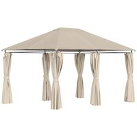 Kerti/teraszos pavilon/pavilon, fémvázas, függönyös, bézs, 4x3x2,64 m
