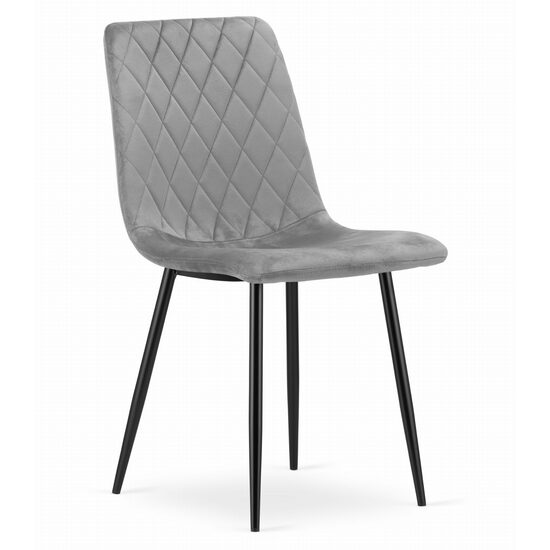 Konyha/nappali szék, Artool, Turin, bársony, fém, ezüst és fekete, 44,5x53x88,5 cm