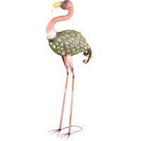 Kerti dekoráció, MagicHome, metál, flamingó, zöld és rózsaszín, 37x19x85 cm