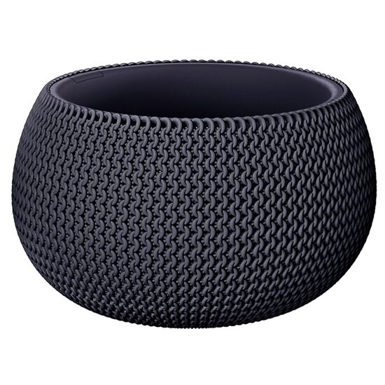 Dekoratív virágcserép, Prosperplast, Splofy, kerek, antracit, 23,9x16,1 cm