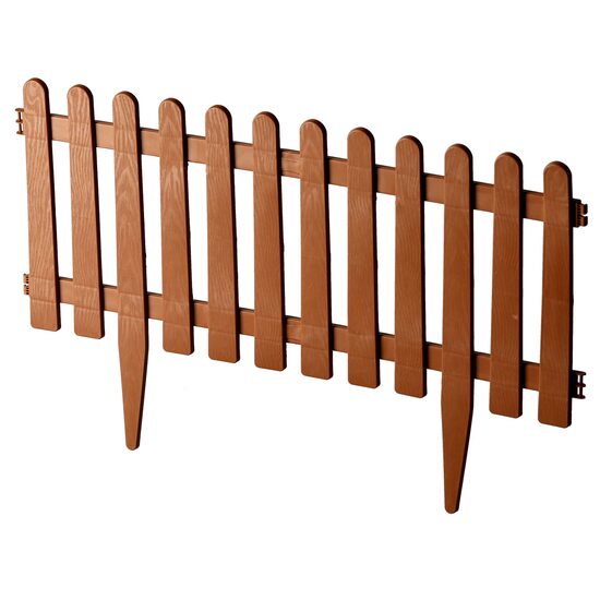 Dekoratív kerti kerítés, műanyag, barna, 4 db-os készlet, Chomik