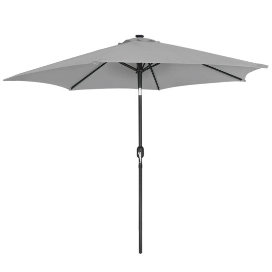 Kerti/terasz esernyő LED-del, hajtókar, Chomik, szürke, 300 cm