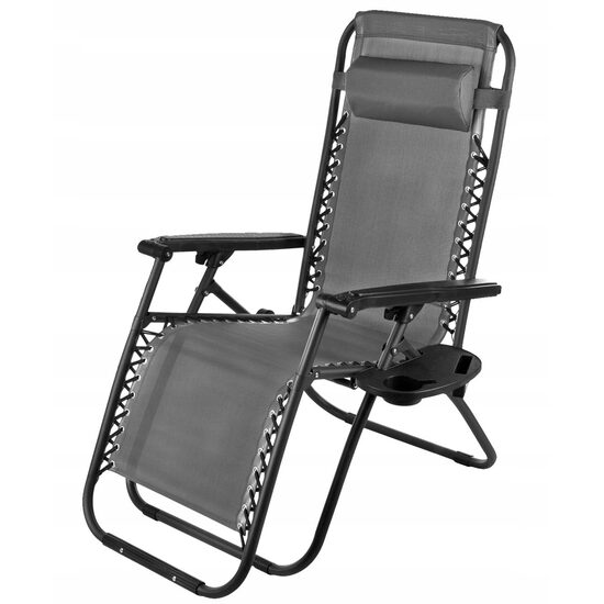 Kerti nyugágy, fém, összecsukható, szürke, 176x65x106 cm, Chomik