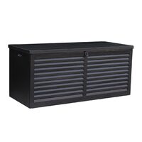 Kerti tárolódoboz, teleszkópos fedél, fekete, 490 L, 146,4x61x64,4 cm