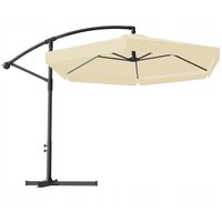 Kerti/terasz esernyő LED-del, Chomik, hajtókarral, banáncsuklóval, bézs, 300 cm