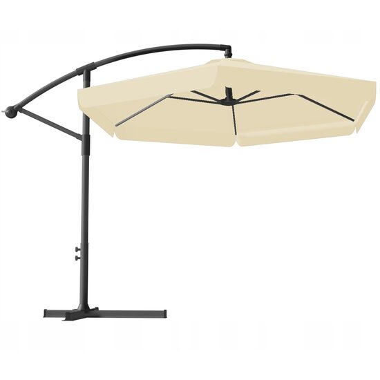 Kerti/terasz esernyő LED-del, Chomik, hajtókarral, banáncsuklóval, bézs, 300 cm