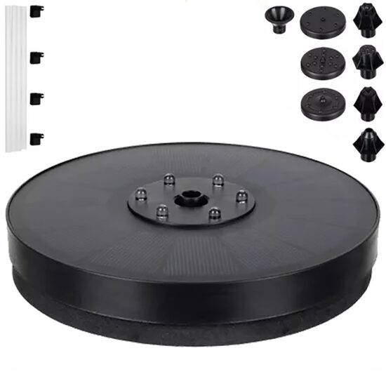 Artézi szökőkút kerti dekoráció LED lámpákkal, Gardlov, úszó, napelemes töltés, 16x4 cm