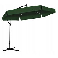 Kerti/terasz esernyő LED-es, Chomik, banáncsuklós, zöld, 300 cm