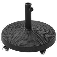 Állvány esernyőhöz 38-48 mm, kerekekkel, kerek, HDPE, rattan utánzat, fekete, 52x41 cm