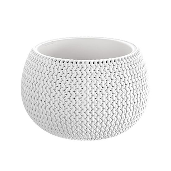 Dekoratív virágcserép, Prosperplast, Splofy, kerek, fehér, 23,9x16,1 cm