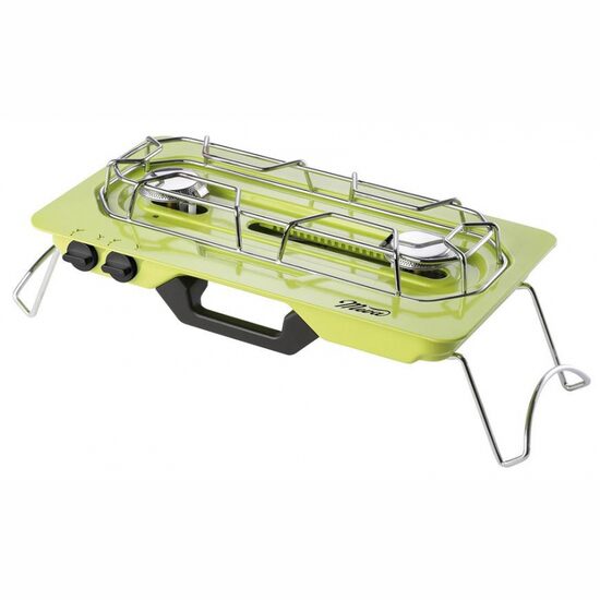 Intelligens kemping tűzhely, hordozható, 2 égős, piezo-elektromos gyújtás, 57,5x24x17 cm, Meva