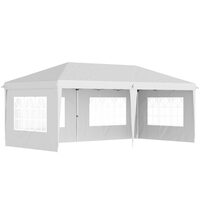 Kerti/kereskedelmi pavilon, fém keret, Oxford anyag, 4 fal, összecsukható, fehér, 5,85x2,95x2,70 m