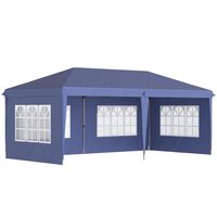 Kerti/kereskedelmi pavilon, Oxford anyagú fémváz, 4 fal, összecsukható, kék, 5,85x2,95x2,70 m