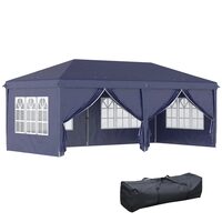 Kerti/kereskedelmi pavilon, Oxford anyagú fémváz, 6 fal, táskával, kék, 5,85x2,95x2,70 m