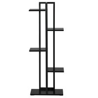 Tartó virágcserepekhez, MDF és acél, 5 szint, 6 hely, fekete, 40x22x113 cm