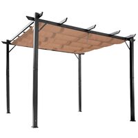 Kerti/teraszos pergola, kihúzható, alumínium keret, fekete-barna, 3x4x2,23 m