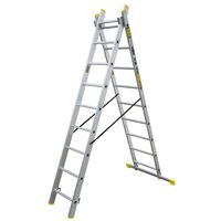 Alumínium létra, Metalkas, 2 szekciós, 9 lépcsős, max 150 kg, 2,4-3,7 m