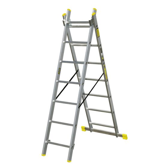 Alumínium létra, Metalkas, 2 szekciós, 7 lépcsős, max 150 kg, 1,9-2,9 m