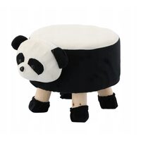 Gyerekszék, kerek, panda maci modell, textil, fa, fehér és fekete, max 50 kg, 28x25 cm, Chomik