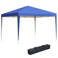 Kerti/kereskedelmi pavilon, fémvázas, Oxford anyagú, összecsukható, táskával és szerelési tartozékokkal, kék, 2,95x2,95x2,55 m