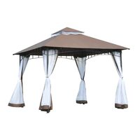 Kerti/teraszos pavilon, fém keretes, rovarhálóval, barna-fehér, 2,95x2,95x2,7 m