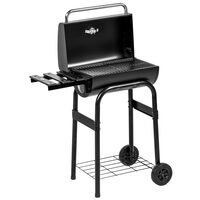 Faszén kerti grill, téglalap alakú grill, kerekekkel, fedéllel, fűszertartóval, 43,5 cm, 83x46,5x115 cm