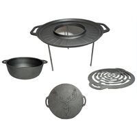 Grilltárcsa, öntöttvas, grill típusú, lábakkal, 4 db-os készlet, 49,5 cm