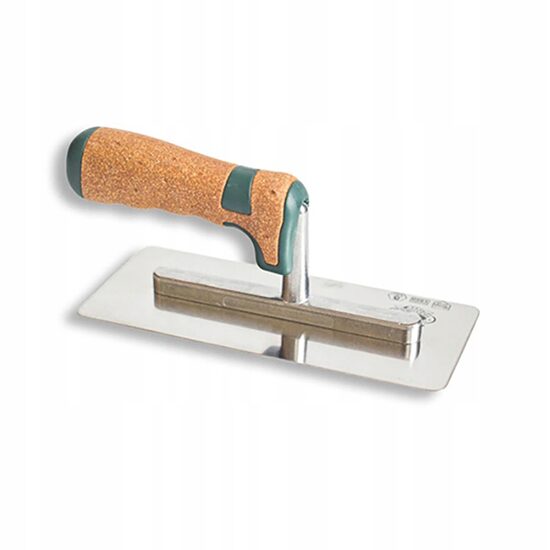 Glettvas acél simító, Velencei stukkó csempe, 20x8 cm, parafa nyél, Olejnik