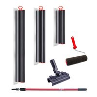 3 db professzionális készlet, glett lehúzó rozsdamentes acél, 40, 60, 80 cm, adapter, hosszabbító nyél 1,2-2,2 m, tekercs, Lanoliv