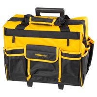 Szerszámtáska, teleszkópos nyéllel, kerekekkel, textil, max 20 kg, 44x24x42 cm, Strend Pro