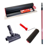 Professzionális glett lehúzó, rozsdamentes acél, 60 cm x 0,3 mm, adapter, hosszabbító nyél 1,2-2,2 m, simítóhenger, Lanoliv