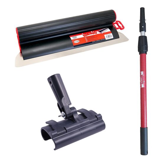 Professzionális glett lehúzó, rozsdamentes acél, 80 cm x 0,3 mm, adapter, hosszabbító nyél 0,73-1,2 m, Lanoliv