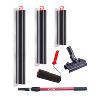 3db professzionális glett lehúzó, rozsdamentes, 40, 60, 80 cm, adapter, hosszabbító fogantyú 0,73-1,2 m, vasgörgő, Lanoliv