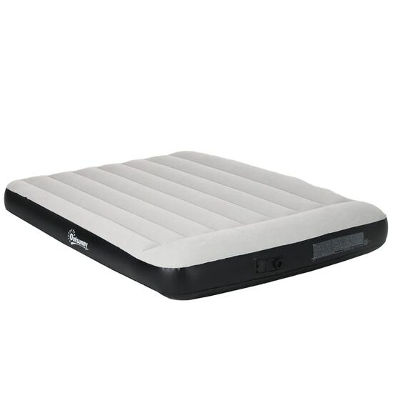 Kemping matrac, 2 személyes, felfújható, beépített elektromos pumpával, 220-240 V, PVC, szürke és fekete, 203x152x30 cm